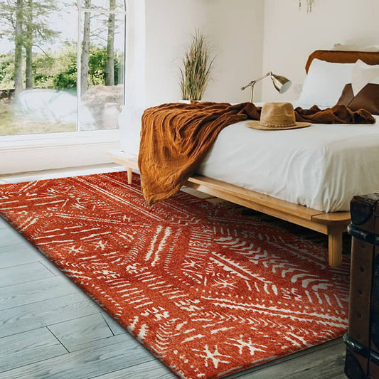 Relaxing Geometric Print Rug Red Polypropylene Indoor Rug Anti-Slip Backing Pet Friendly Easy Care Area Carpet for Room Clearhalo 'Area Rug' 'Rugs' 'Southwestern' Rug' 2317766