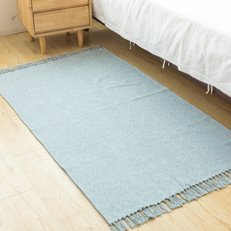 Country Bedroom Rug Multi-Color Solid Color Area Carpet Cotton Pet Friendly Easy Care Indoor Rug with Tassel Sky Blue Clearhalo 'Area Rug' 'Rug' 2317813