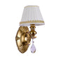 Fabric Gold Wall Sconce Gathered Empire Shade 1/2-Light Vintage Wall Mount Light Fixture with Clear Crystal Drop Clearhalo 'Wall Lamps & Sconces' 'Wall Lights' Lighting' 231785
