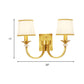 Traditional Drum Wall Light 2 Heads White Fabric Wall Sconce Lighting with Crystal Accent in Brass Clearhalo 'Wall Lamps & Sconces' 'Wall Lights' Lighting' 231790