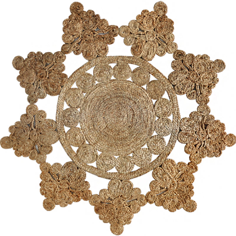 Country Decoration Rug Multi-Color Solid Color Indoor Rug Jute Non-Slip Backing Stain-Resistant Easy Care Carpet Brown 3'11" x 3'11" Clearhalo 'Area Rug' 'Rug' 2318003