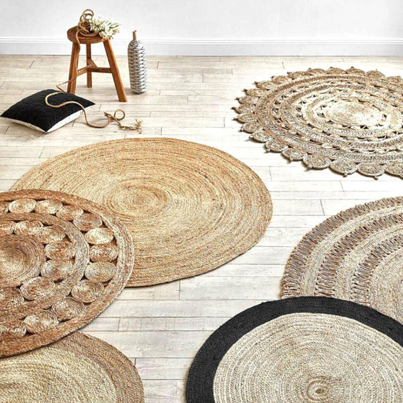 Country Decoration Rug Multi-Color Solid Color Indoor Rug Jute Non-Slip Backing Stain-Resistant Easy Care Carpet Clearhalo 'Area Rug' 'Rug' 2318005