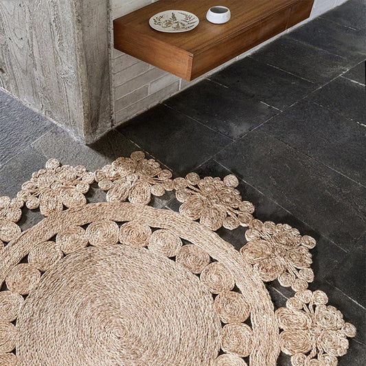 Country Decoration Rug Multi-Color Solid Color Indoor Rug Jute Non-Slip Backing Stain-Resistant Easy Care Carpet Clearhalo 'Area Rug' 'Rug' 2318007
