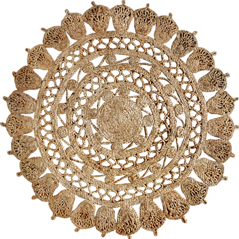 Country Decoration Rug Multi-Color Solid Color Indoor Rug Jute Non-Slip Backing Stain-Resistant Easy Care Carpet Brown-Black 3'11" x 3'11" Clearhalo 'Area Rug' 'Rug' 2318008