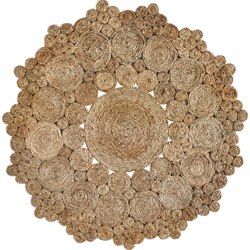 Country Decoration Rug Multi-Color Solid Color Indoor Rug Jute Non-Slip Backing Stain-Resistant Easy Care Carpet Brown-Khaki 3'11" x 3'11" Clearhalo 'Area Rug' 'Rug' 2318013