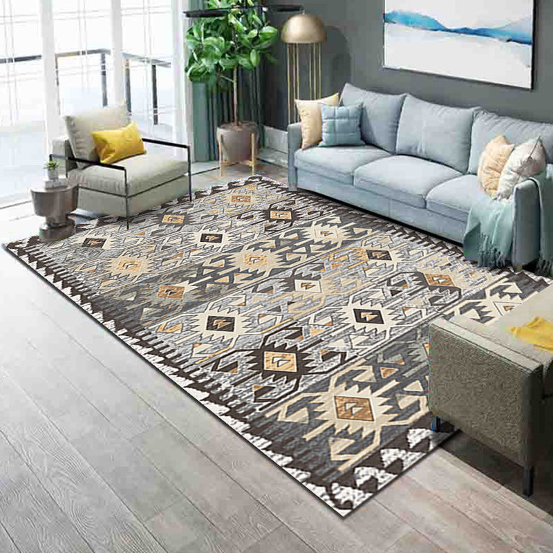 Western Parlor Rug Multi Color Geometric Print Area Carpet Polypropylene Easy Care Pet Friendly Washable Indoor Rug Grey Clearhalo 'Area Rug' 'Rugs' 'Southwestern' Rug' 2318024