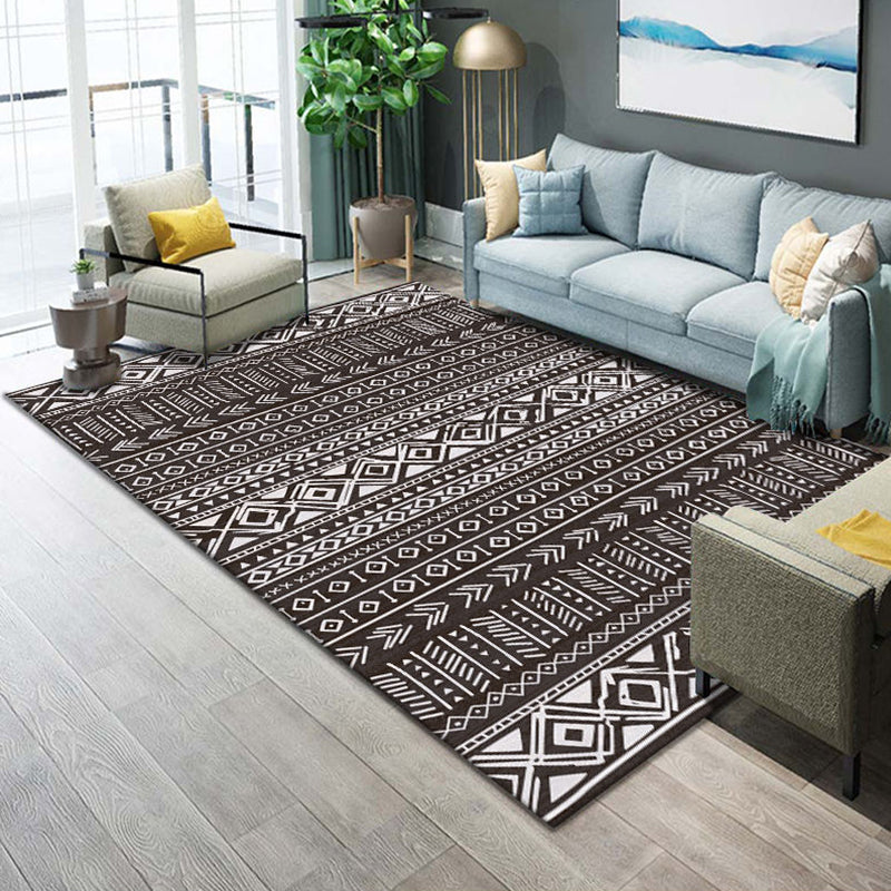 Western Parlor Rug Multi Color Geometric Print Area Carpet Polypropylene Easy Care Pet Friendly Washable Indoor Rug Black Clearhalo 'Area Rug' 'Rugs' 'Southwestern' Rug' 2318026
