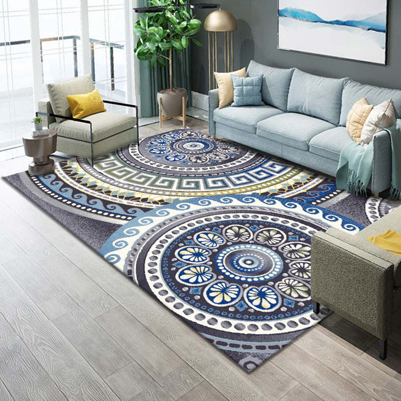 Western Parlor Rug Multi Color Geometric Print Area Carpet Polypropylene Easy Care Pet Friendly Washable Indoor Rug Blue Clearhalo 'Area Rug' 'Rugs' 'Southwestern' Rug' 2318032