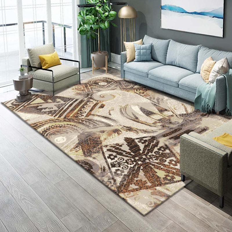 Funky Living Room Rug Multi Colored Geometric Pattern Area Carpet Synthetics Pet Friendly Stain-Resistant Washable Indoor Rug Tan Clearhalo 'Area Rug' 'Bohemian' 'Rugs' Rug' 2318089