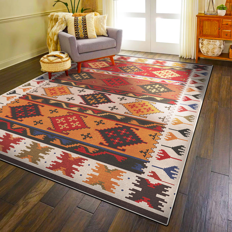 Red Southwestern Rug Polypropylene Geometric Pattern Area Carpet Non-Slip Backing Machine Washable Easy Care Indoor Rug for Parlor Clearhalo 'Area Rug' 'Rugs' 'Southwestern' Rug' 2318099