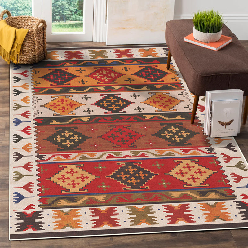 Red Southwestern Rug Polypropylene Geometric Pattern Area Carpet Non-Slip Backing Machine Washable Easy Care Indoor Rug for Parlor Clearhalo 'Area Rug' 'Rugs' 'Southwestern' Rug' 2318100