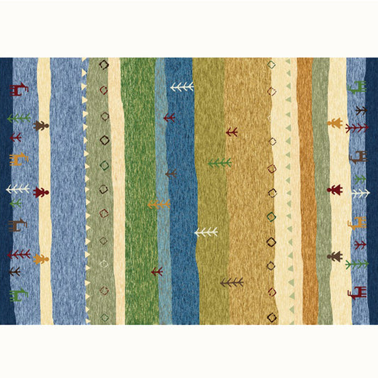 Casual Stripe Printed Rug Multi-Color Polyster Indoor Rug Anti-Slip Backing Pet Friendly Easy Care Area Carpet for Parlor Blue Clearhalo 'Area Rug' 'Bohemian' 'Rugs' Rug' 2318133