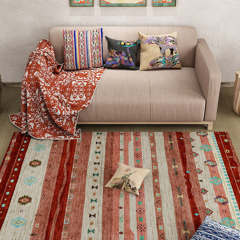 Bohemian Living Room Rug Multi Colored Stripe Print Indoor Rug Polyster Non-Slip Backing Pet Friendly Stain-Resistant Carpet Clearhalo 'Area Rug' 'Bohemian' 'Rugs' Rug' 2318140