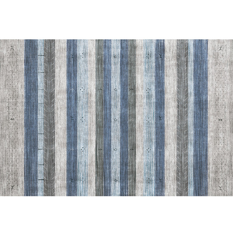 Bohemian Living Room Rug Multi Colored Stripe Print Indoor Rug Polyster Non-Slip Backing Pet Friendly Stain-Resistant Carpet Dark Blue-Gray Clearhalo 'Area Rug' 'Bohemian' 'Rugs' Rug' 2318144