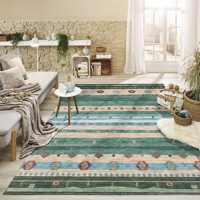 Bohemian Living Room Rug Multi Colored Stripe Print Indoor Rug Polyster Non-Slip Backing Pet Friendly Stain-Resistant Carpet Clearhalo 'Area Rug' 'Bohemian' 'Rugs' Rug' 2318145