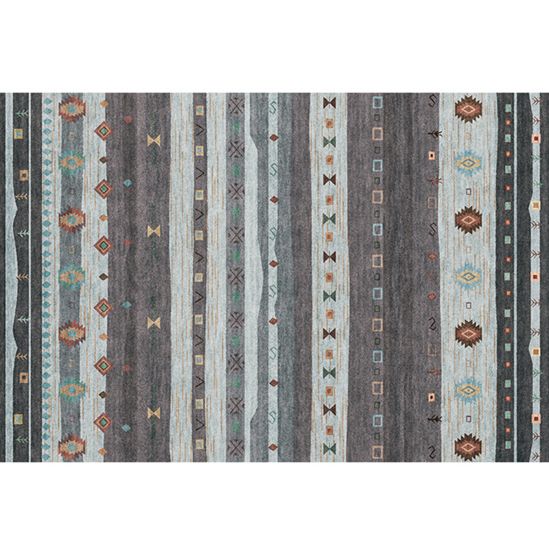 Bohemian Living Room Rug Multi Colored Stripe Print Indoor Rug Polyster Non-Slip Backing Pet Friendly Stain-Resistant Carpet Grey Clearhalo 'Area Rug' 'Bohemian' 'Rugs' Rug' 2318146