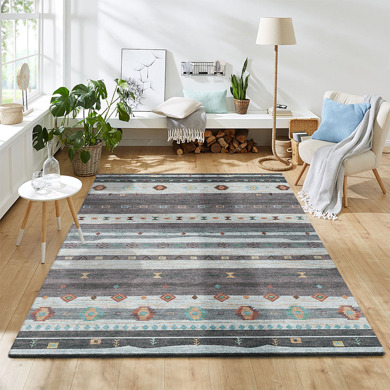 Bohemian Living Room Rug Multi Colored Stripe Print Indoor Rug Polyster Non-Slip Backing Pet Friendly Stain-Resistant Carpet Clearhalo 'Area Rug' 'Bohemian' 'Rugs' Rug' 2318147