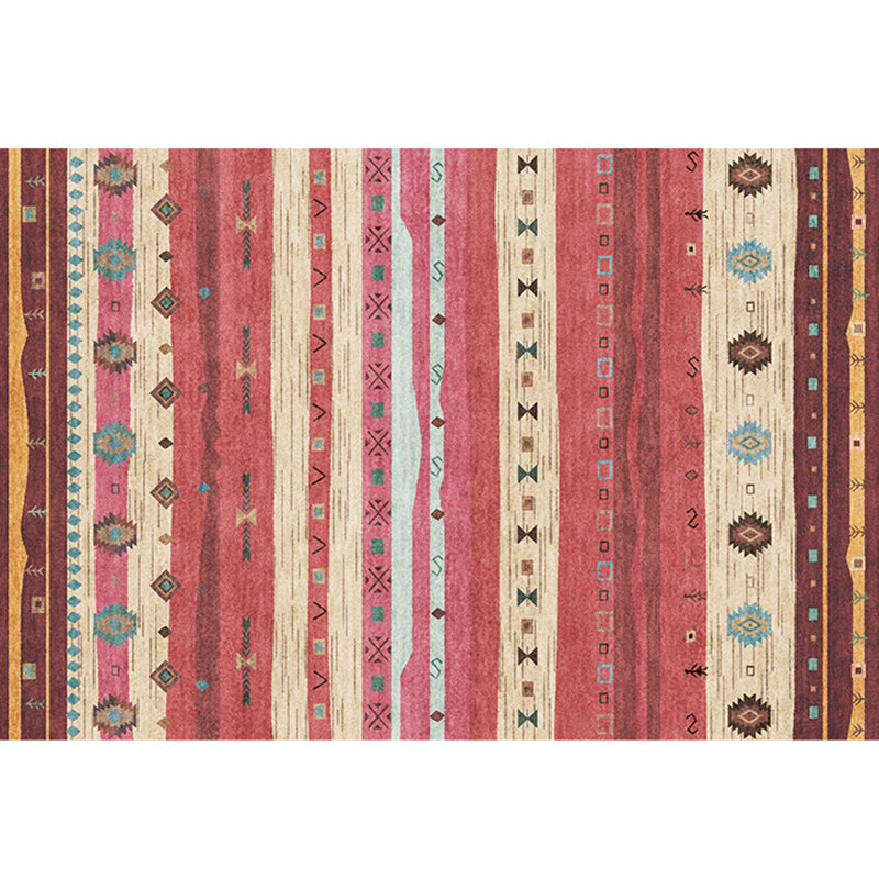 Bohemian Living Room Rug Multi Colored Stripe Print Indoor Rug Polyster Non-Slip Backing Pet Friendly Stain-Resistant Carpet Red Clearhalo 'Area Rug' 'Bohemian' 'Rugs' Rug' 2318150