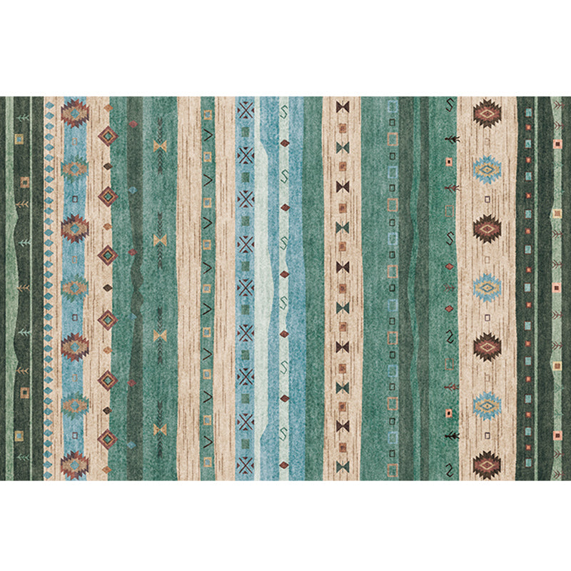 Bohemian Living Room Rug Multi Colored Stripe Print Indoor Rug Polyster Non-Slip Backing Pet Friendly Stain-Resistant Carpet Green Clearhalo 'Area Rug' 'Bohemian' 'Rugs' Rug' 2318152