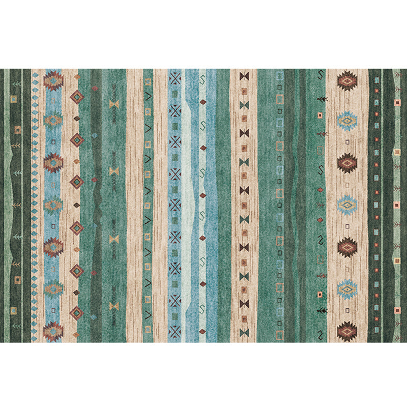 Bohemian Living Room Rug Multi Colored Stripe Print Indoor Rug Polyster Non-Slip Backing Pet Friendly Stain-Resistant Carpet Green Clearhalo 'Area Rug' 'Bohemian' 'Rugs' Rug' 2318152