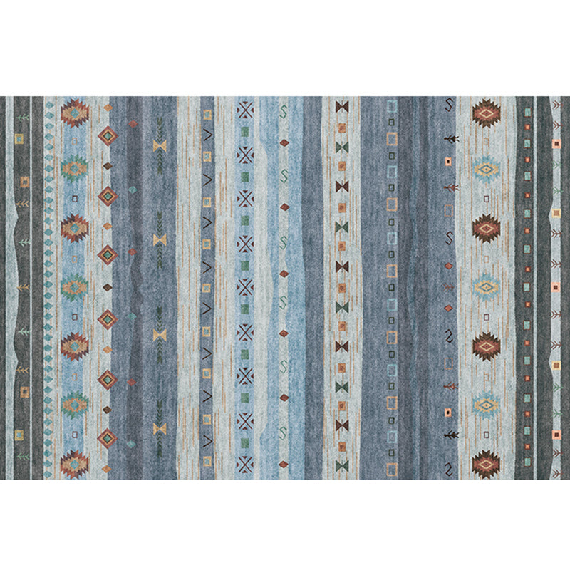 Bohemian Living Room Rug Multi Colored Stripe Print Indoor Rug Polyster Non-Slip Backing Pet Friendly Stain-Resistant Carpet Blue Clearhalo 'Area Rug' 'Bohemian' 'Rugs' Rug' 2318153