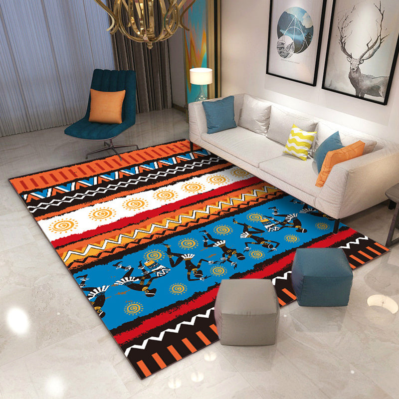 Minimalist Living Room Rug Multi Colored Geometric Print Area Carpet Polypropylene Non-Slip Backing Pet Friendly Indoor Rug Blue Clearhalo 'Area Rug' 'Rugs' 'Southwestern' Rug' 2318154