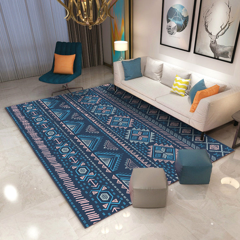 Minimalist Living Room Rug Multi Colored Geometric Print Area Carpet Polypropylene Non-Slip Backing Pet Friendly Indoor Rug Navy Clearhalo 'Area Rug' 'Rugs' 'Southwestern' Rug' 2318160