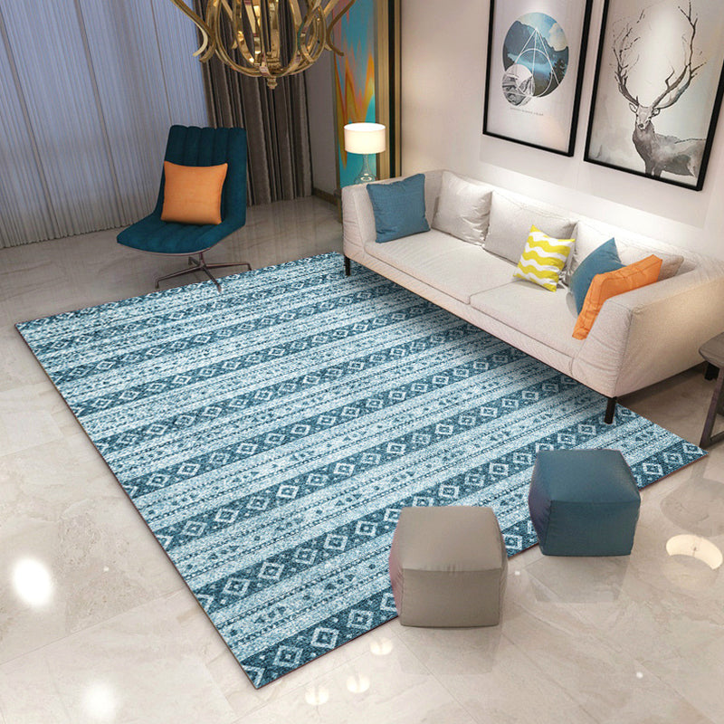Minimalist Living Room Rug Multi Colored Geometric Print Area Carpet Polypropylene Non-Slip Backing Pet Friendly Indoor Rug Lake Blue Clearhalo 'Area Rug' 'Rugs' 'Southwestern' Rug' 2318161