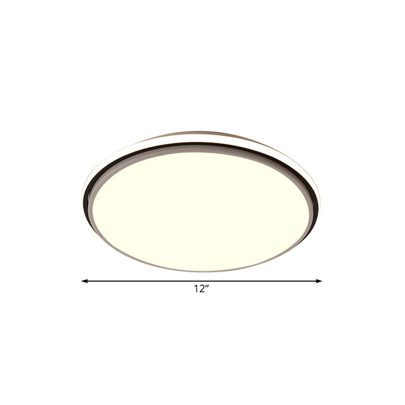 Black and White Circular Flush Mount Contemporary Led 12"/16"/19.5" Wide Acrylic Flush Mount Fixture with Recessed Diffuser in White/Warm Light Clearhalo 'Ceiling Lights' 'Close To Ceiling Lights' 'Close to ceiling' 'Flush mount' Lighting' 231933