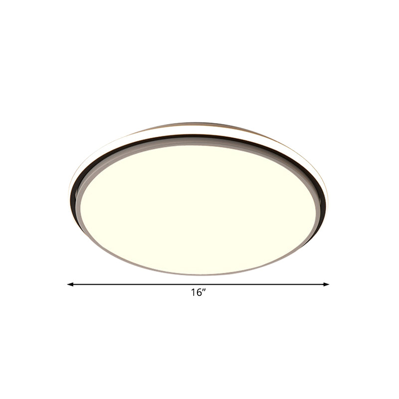 Black and White Circular Flush Mount Contemporary Led 12"/16"/19.5" Wide Acrylic Flush Mount Fixture with Recessed Diffuser in White/Warm Light Clearhalo 'Ceiling Lights' 'Close To Ceiling Lights' 'Close to ceiling' 'Flush mount' Lighting' 231934