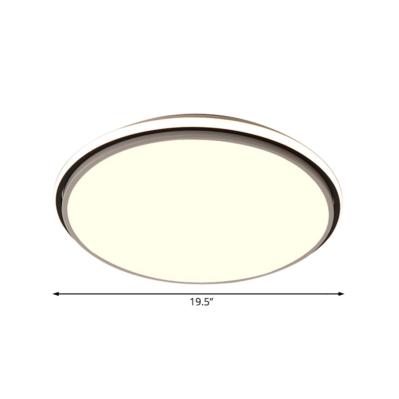 Black and White Circular Flush Mount Contemporary Led 12"/16"/19.5" Wide Acrylic Flush Mount Fixture with Recessed Diffuser in White/Warm Light Clearhalo 'Ceiling Lights' 'Close To Ceiling Lights' 'Close to ceiling' 'Flush mount' Lighting' 231935