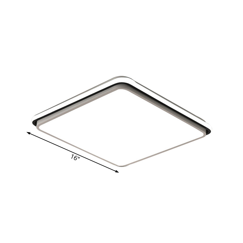 16"/19.5"/35.5" Wide Black and White Square/Rectangle Flush Lamp Modernist Led Acrylic Flush Mount Ceiling Light in White/Warm Light Clearhalo 'Ceiling Lights' 'Close To Ceiling Lights' 'Close to ceiling' 'Flush mount' Lighting' 231970