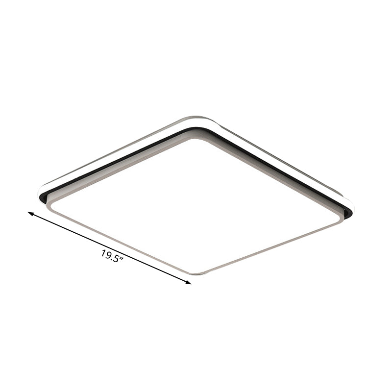 16"/19.5"/35.5" Wide Black and White Square/Rectangle Flush Lamp Modernist Led Acrylic Flush Mount Ceiling Light in White/Warm Light Clearhalo 'Ceiling Lights' 'Close To Ceiling Lights' 'Close to ceiling' 'Flush mount' Lighting' 231971