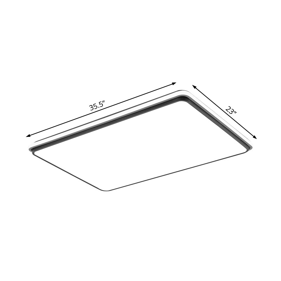 16"/19.5"/35.5" Wide Black and White Square/Rectangle Flush Lamp Modernist Led Acrylic Flush Mount Ceiling Light in White/Warm Light Clearhalo 'Ceiling Lights' 'Close To Ceiling Lights' 'Close to ceiling' 'Flush mount' Lighting' 231975