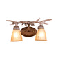 Dark Wood Cone Wall Lighting Rustic Resin and Glass 2-Light Corridor Sconce Lamp with Antler Deco Clearhalo 'Wall Lamps & Sconces' 'Wall Lights' Lighting' 231990