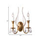 Candle Bedroom Wall Lamp Country Metal 2 Lights Gold Sconce Light Fixture with Crystal Accents Clearhalo 'Wall Lamps & Sconces' 'Wall Lights' Lighting' 232109