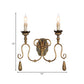 Gold 2 Lights Wall Light Fixture Countryside Metal Exposed Bulb Sconce Lamp for Bedroom Clearhalo 'Wall Lamps & Sconces' 'Wall Lights' Lighting' 232118
