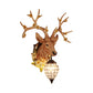 1 Light Resin Wall Lighting Country White/Yellow/Brown Deer Living Room Sconce Light Fixture with Teardrop Crystal Shade Clearhalo 'Wall Lamps & Sconces' 'Wall Lights' Lighting' 232238