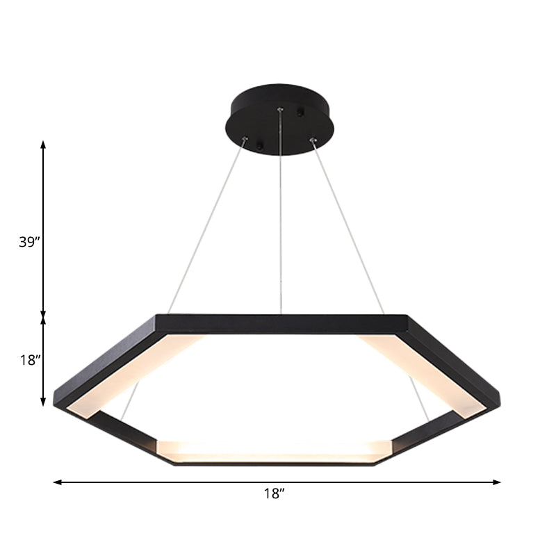 Hexagon Acrylic Chandelier Modernist 1/2/3 Lights Black Led Hanging Ceiling Light in White/Warm Light Clearhalo 'Ceiling Lights' 'Chandeliers' 'Modern Chandeliers' 'Modern' Lighting' 232252