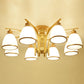Gold Finish Bell Semi Flush Chandelier Traditional Opal Glass Bedroom Ceiling Mounted Light Clearhalo 'Ceiling Lights' 'Close To Ceiling Lights' 'Close to ceiling' 'Semi-flushmount' Lighting' 2323345