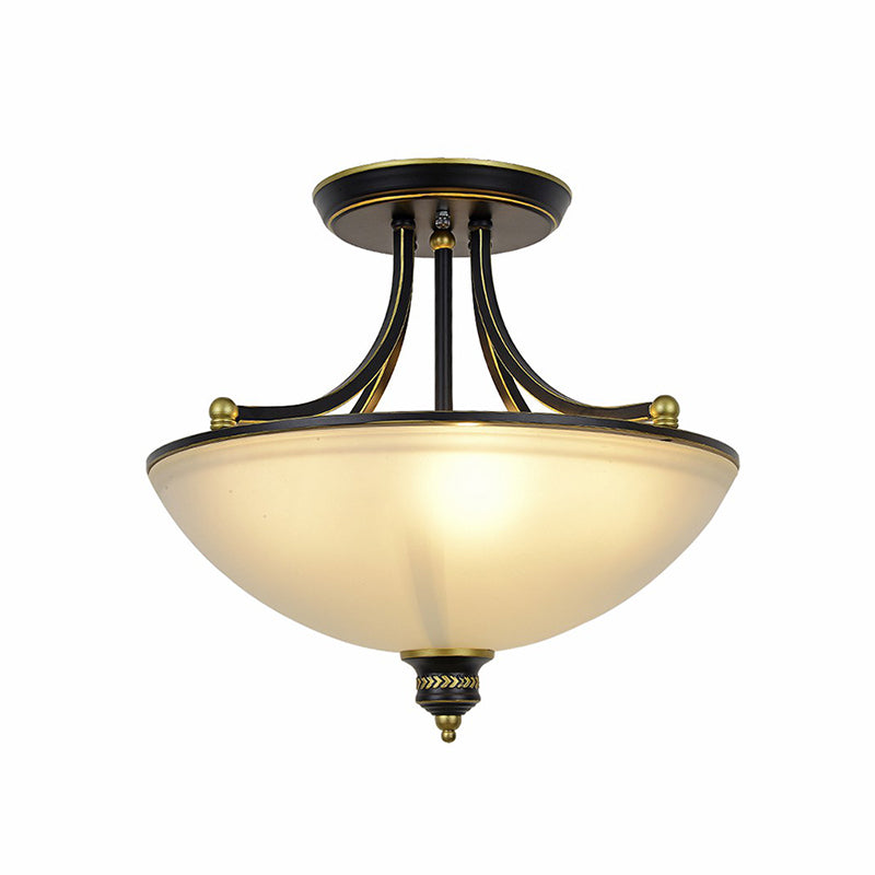 Bowl Shaped Kitchen Ceiling Lighting Traditional Frosted Glass 4-Light Semi Flush Light Fixture Clearhalo 'Ceiling Lights' 'Close To Ceiling Lights' 'Close to ceiling' 'Semi-flushmount' Lighting' 2323360