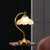 Brass Gooseneck Nightstand Lamp Traditional Metal 1-Light Living Room Table Light with Floral Frosted Glass Shade Brass Clearhalo 'Lamps' 'Table Lamps' Lighting' 2323450