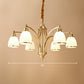 Brass Bell Shaped Chandelier Lamp Colonial Style Cream Glass Living Room Hanging Light Kit 6 Brass Clearhalo 'Ceiling Lights' 'Chandeliers' Lighting' options 2323533_caf425e1-a9d0-4f0c-9f46-992a699eb845