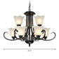 Black Finish Chandelier Lighting Retro Opal Frosted Glass Flower Hanging Light for Living Room Clearhalo 'Ceiling Lights' 'Chandeliers' Lighting' options 2323573