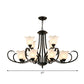 Black Finish Chandelier Lighting Retro Opal Frosted Glass Flower Hanging Light for Living Room Clearhalo 'Ceiling Lights' 'Chandeliers' Lighting' options 2323576