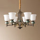 Carillon Living Room Chandelier Vintage White Glass 6-Light Black Pendant Light with Ceramic Decoration Clearhalo 'Ceiling Lights' 'Chandeliers' Lighting' options 2323581