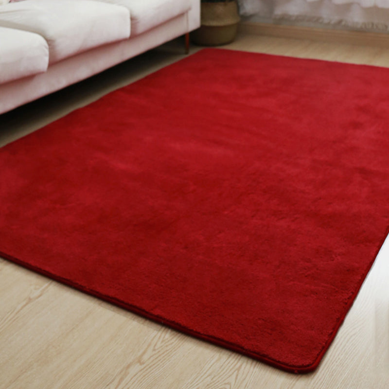 Multi Colored Rustic Rug Cotton Blend Solid Color Indoor Rug Non-Slip Backing Pet Friendly Easy Care Carpet for Parlor Burgundy Clearhalo 'Area Rug' 'Rug' 2325537