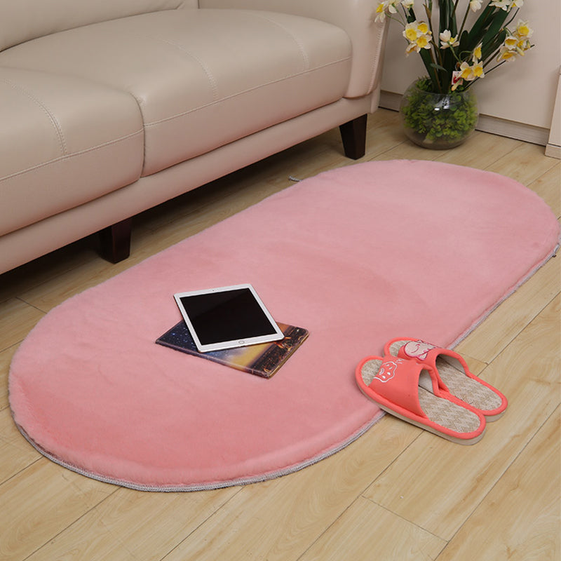 Casual Solid-Color Rug Multi Colored Cotton Blend Area Carpet Non-Slip Backing Easy Care Pet Friendly Rug for Living Room Pink Clearhalo 'Area Rug' 'Casual' 'Rugs' Rug' 2325572