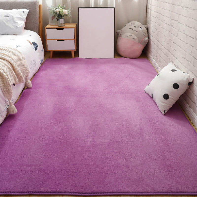 Casual Bedroom Rug Multi Color Solid Color Area Carpet Cotton Blend Non-Slip Pet Friendly Easy Care Indoor Rug Purple Clearhalo 'Area Rug' 'Casual' 'Rugs' Rug' 2325613