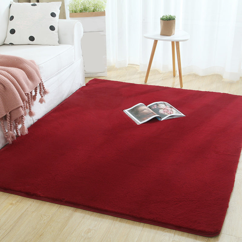 Multi-Color Solid Color Rug Cotton Blend Simple Area Rug Anti-Slip Backing Pet Friendly Easy Care Area Carpet for Home Burgundy Clearhalo 'Area Rug' 'Casual' 'Rugs' Rug' 2325644